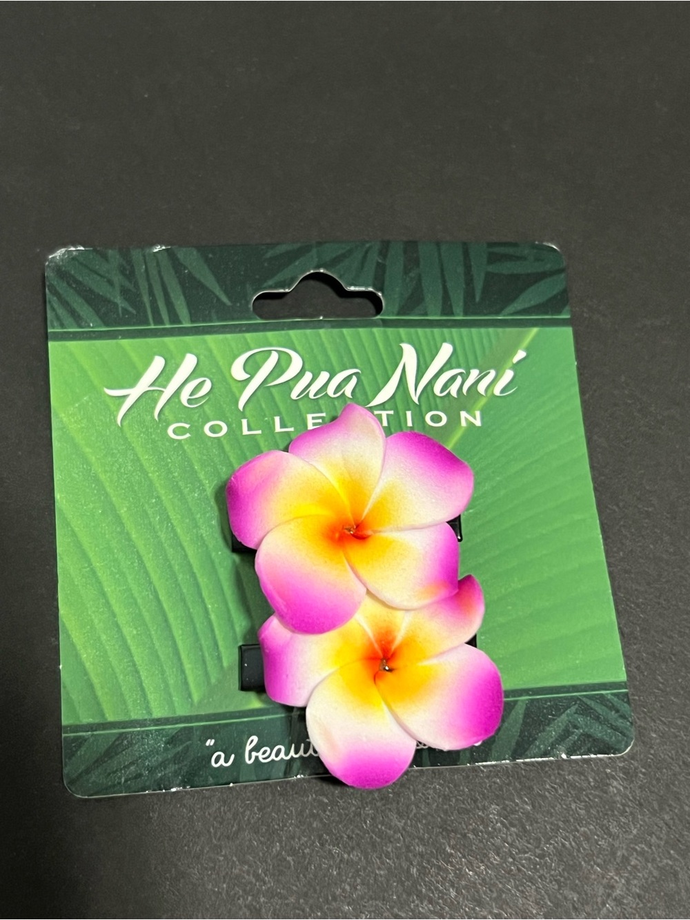 Matching Pink & Yellow Plumeria Flower Hair Clips